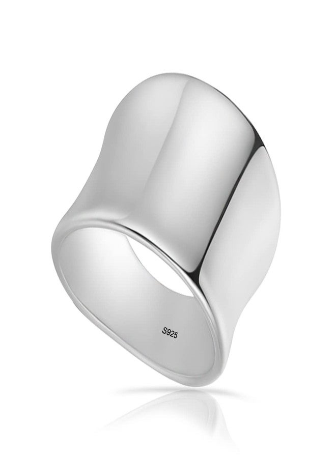 HAIXIAN Sterling Silver Wide Band Ring, Classic Plain Chunky Statement Ring for Index Thumb Finger, Cocktail Party Jewelry (RIng_A, 7) - Image 1